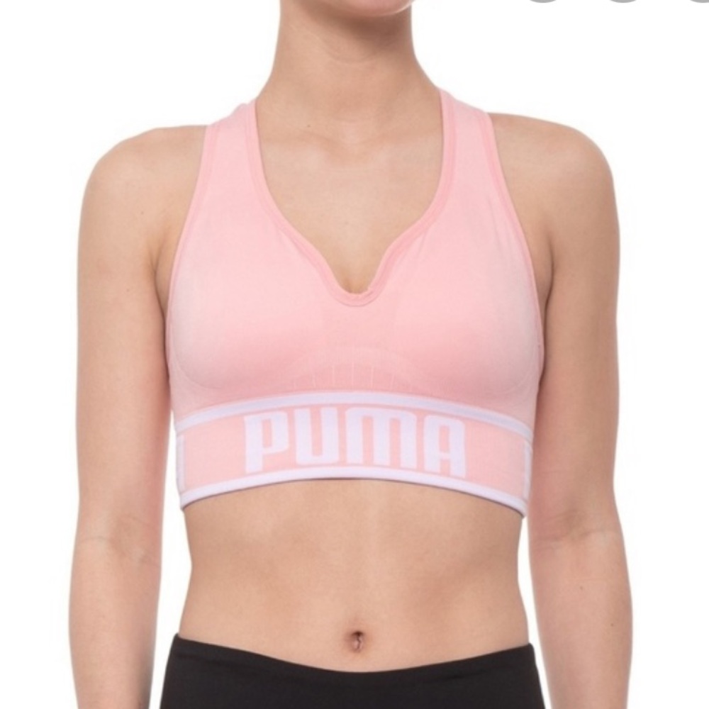 Puma Seamless Sports Bra Baby Pink Sz S
